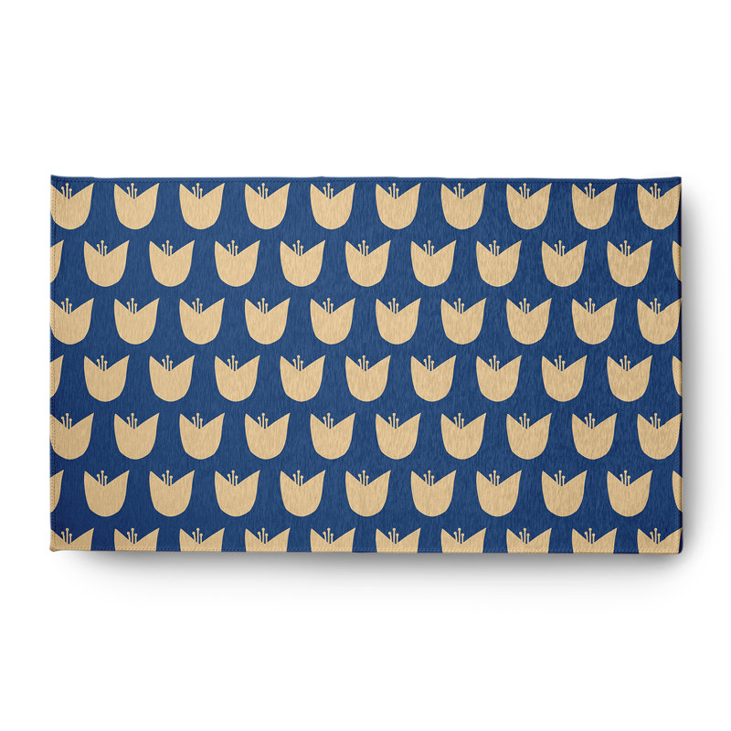 Tapis en chenille simple à motif tulipe printanier, Rectangle 3 pi x 5 pi