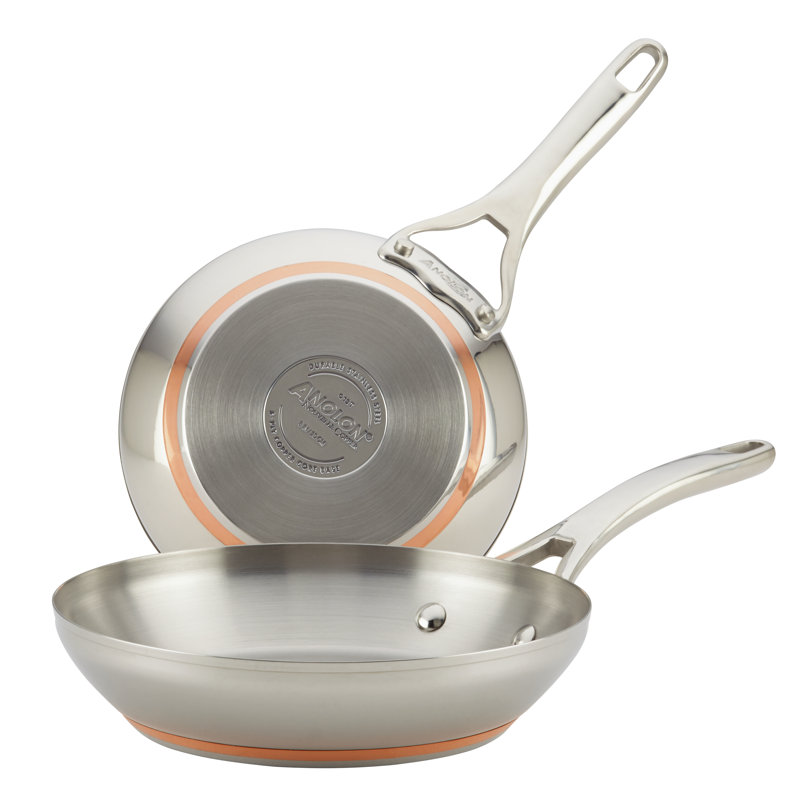 Anolon Nouvelle Copper Stainless Steel Frying Pans / Skillet Set