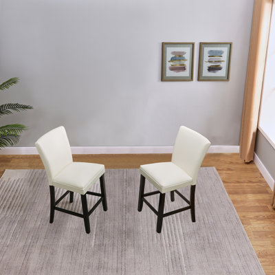 Upholstered Counter Stool with Solid Wood Frame