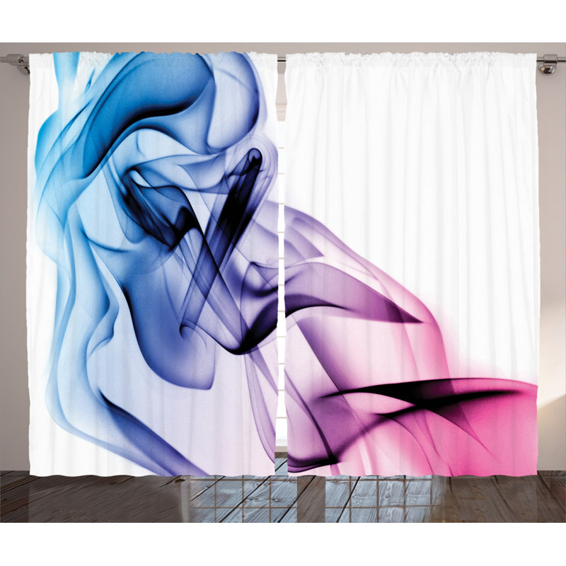 Abstract Semi-Sheer Rod Pocket Curtain Panels, 54" x 96"