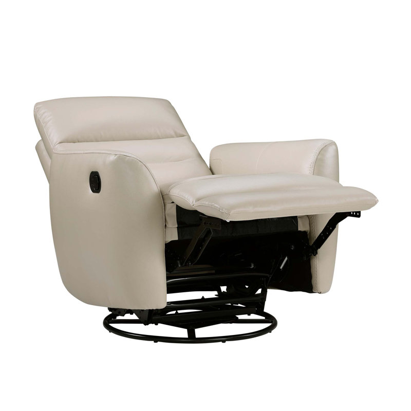 Luxurious Swivel Glider Reclining Chair With Plush Comfort And Taupe Leather Upholstery For Living Room Relaxation, Taupe