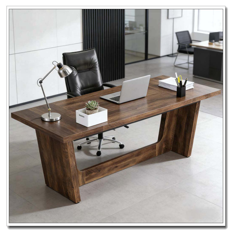 Grand bureau de direction, bureau d'ordinateur industriel, Brun
