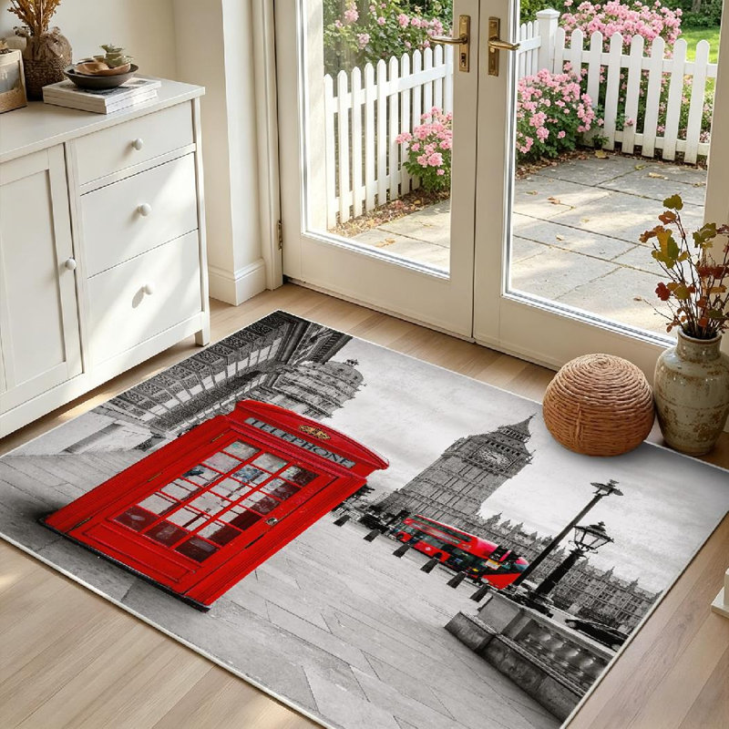 Tapis rouge d'intérieur rouge London, Rectangle 39 po x 63 po