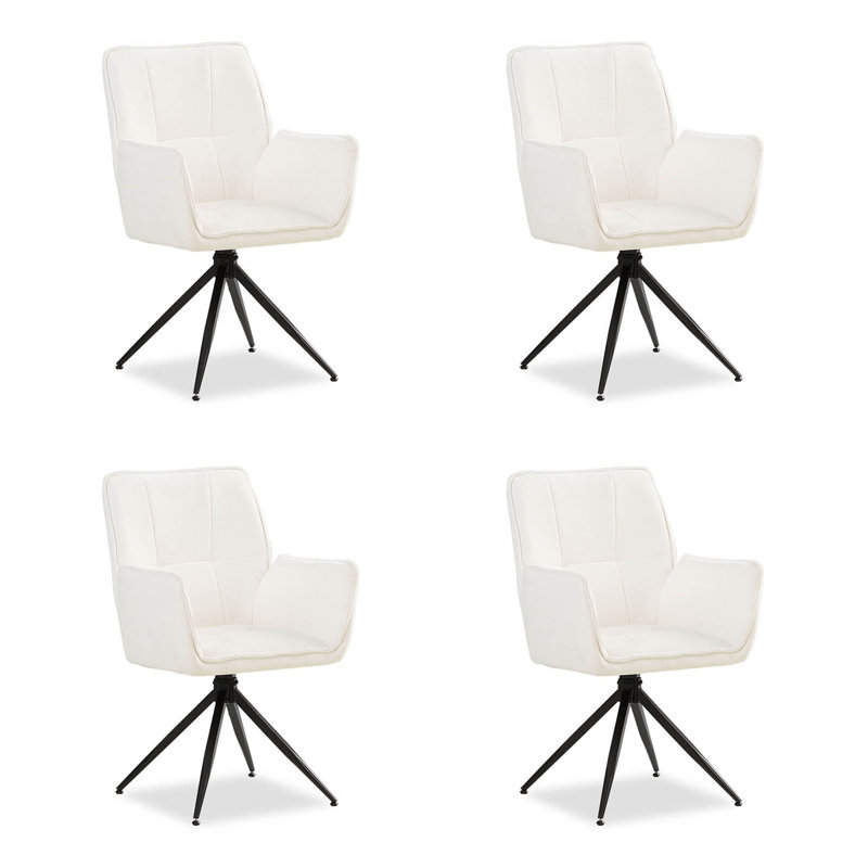 Upholstered Dining Chair In White, 4