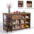 55” Kitchen Island With Seating And Storage 5-tier Open Shelves, Coffee Bar Cabinet With Extra-large Countertop, Spacious Leg Room & 2 Stemware Racks, Rustic Brown