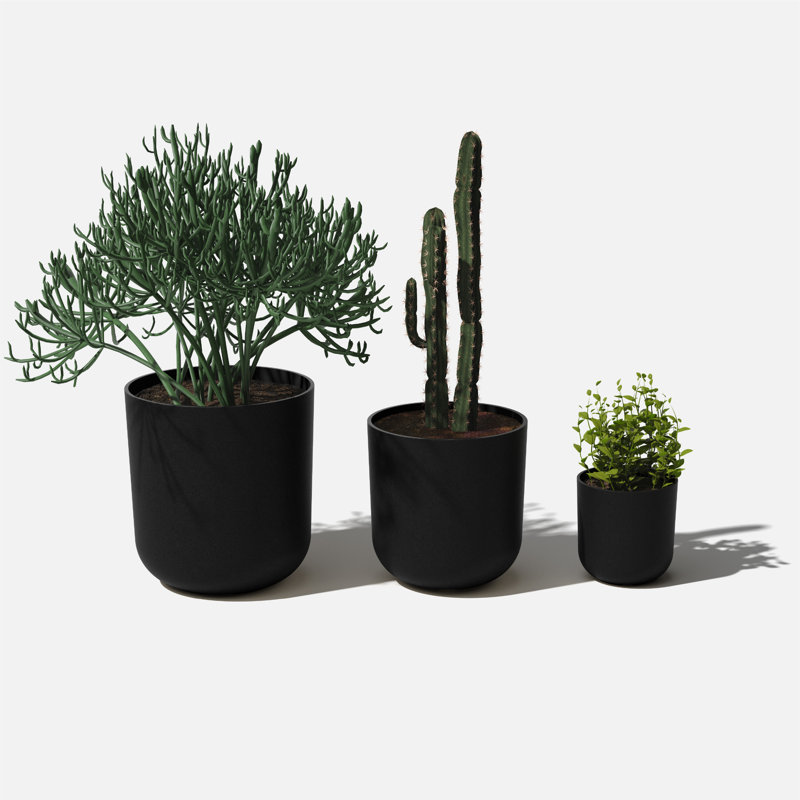 Mason Series Plastic Indoor / Outdoor Pot Planter, Black