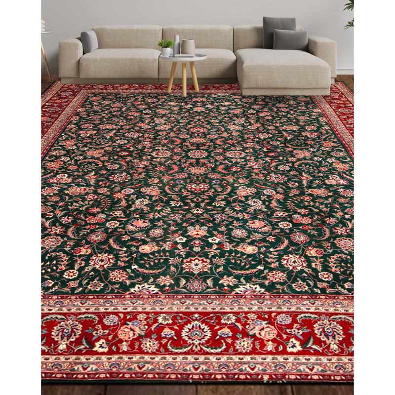 Hand Knotted Wool Oriental Area Rug in Green