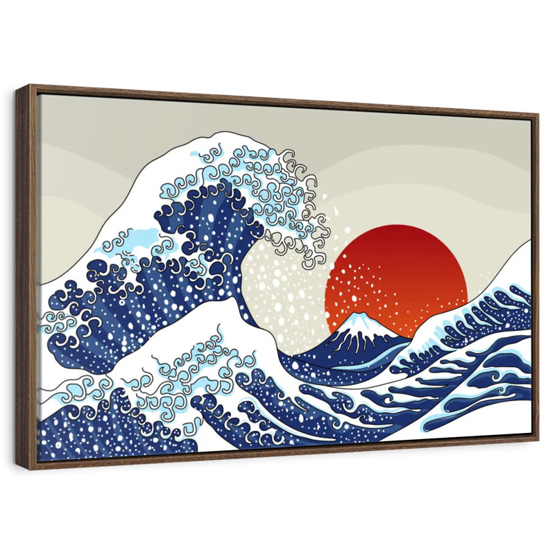 Asian Wave, 31" X 21", Floating Frame Walnut