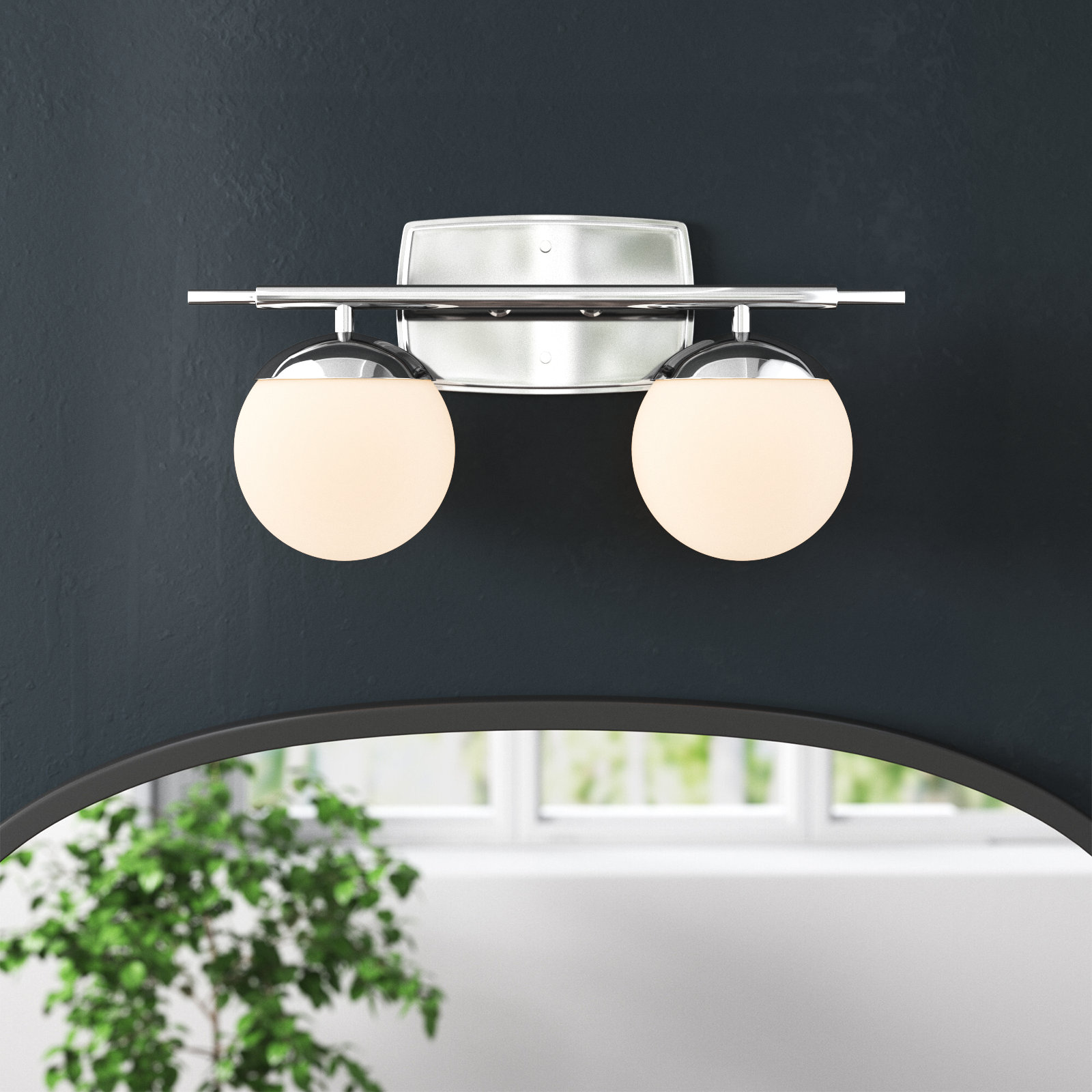 Colford 2 Light Frosted Dimmable Vanity Light, Chrome