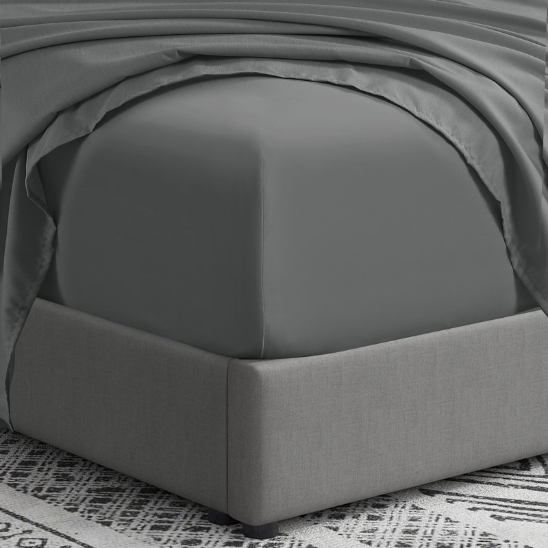 1800 Series 21 Inch Extra-Deep Microfiber Fitted Sheet, Gray, Queen
