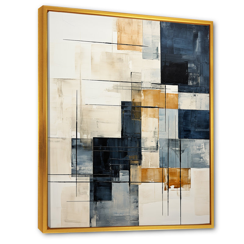 Ivory Illusions Abstract Shapes I - Abstract Shapes, reproduction d'art sur toile, Cadre flottant doré
