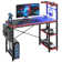 Johnothan Computer Desk with 4 Tiers Shelves, LED, 44" Office Desk with Storage Bag & Printer Shelf
