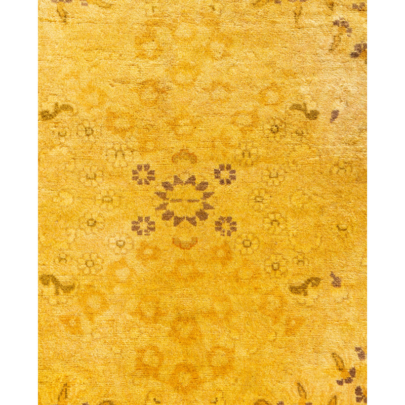 Overdyed Hand-Knotted Wool Modern-Contemporary Yellow Area Rug 4' 7" x 7' 0"