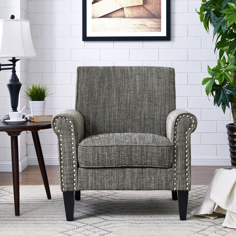 Fauteuil l 34 po Artturi, Polyester noir blanc / tweed brun clair