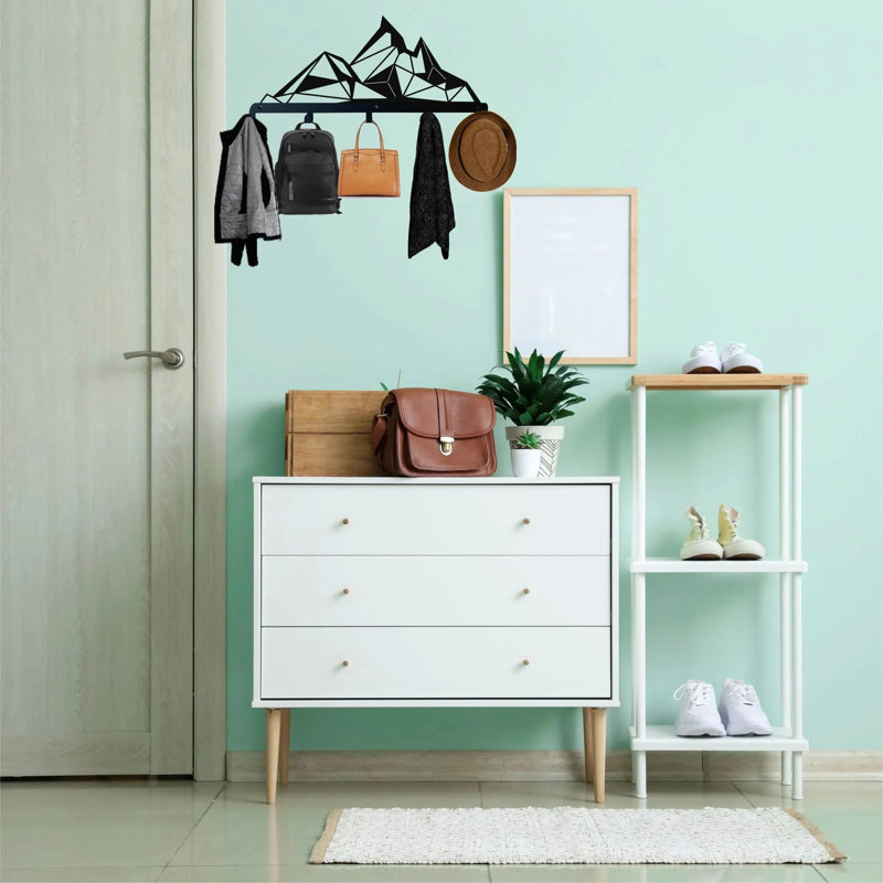 Metal Wall Organizer with Key Hooks