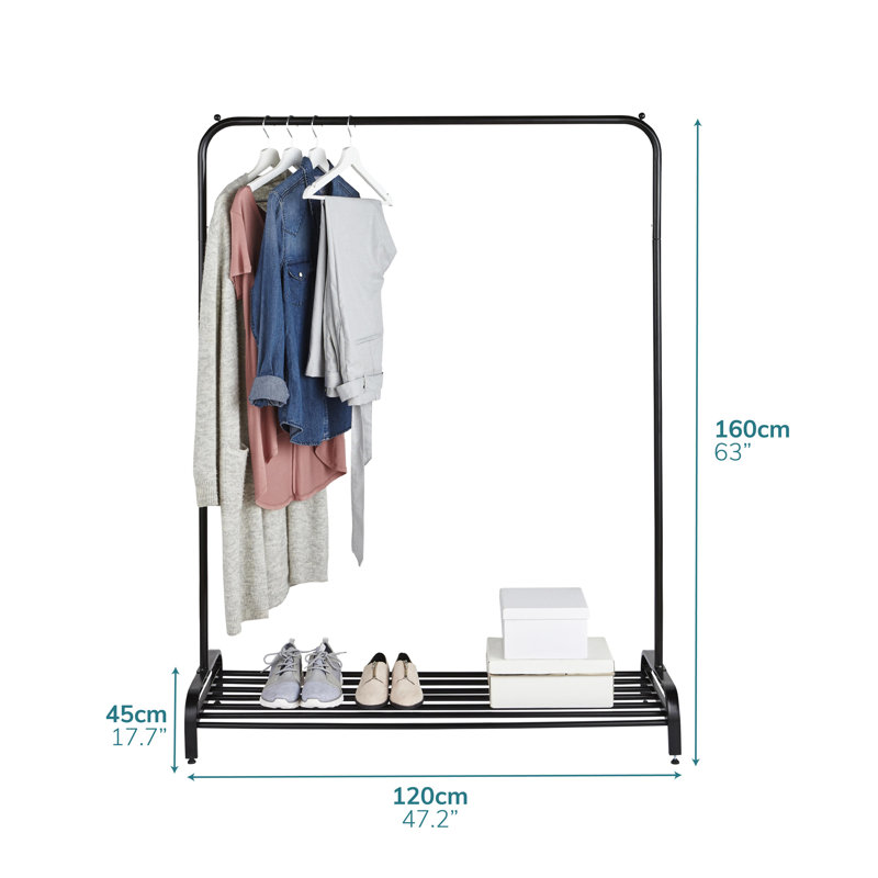 Bouffard 120cm Wide Clothes Stand With Shoe Rack, Black