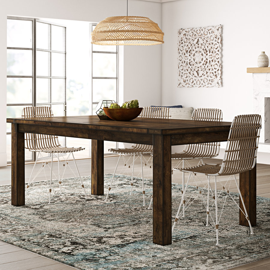 Tiernagh 78.75" Rubberwood Solid Wood Dining Table