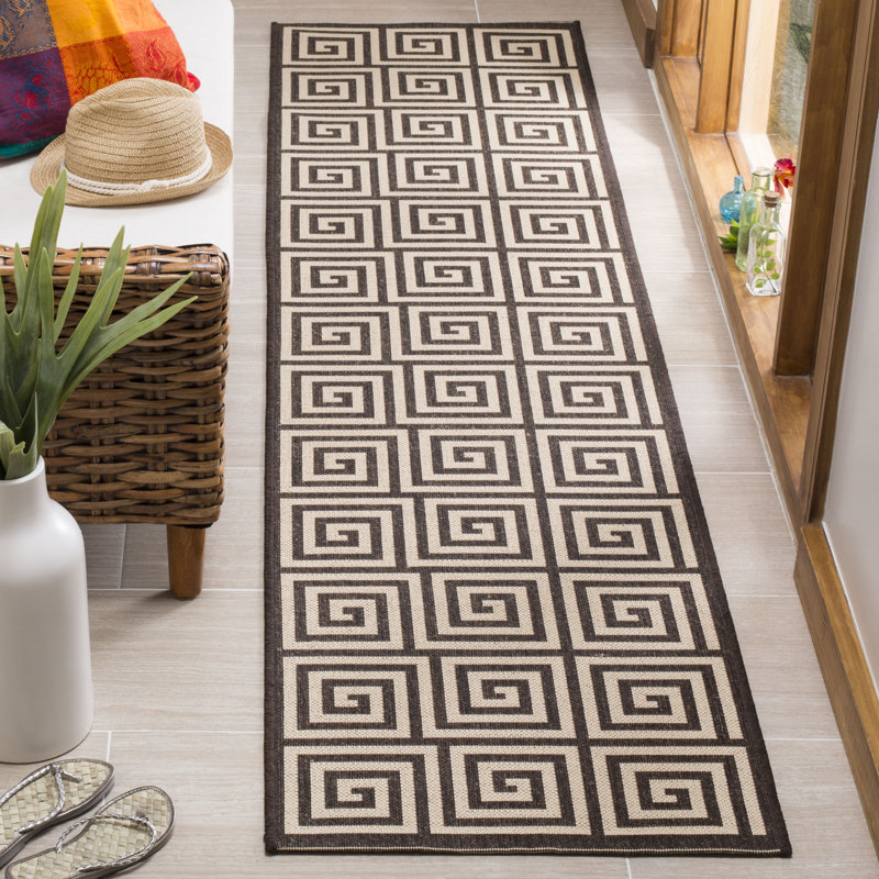 Tapis intérieur / extérieur Gowanus 100 Performance Ikat, Tapis de couloir 2 pi 2 po x 8 pi