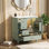 Ensemble de meuble-lavabo autoportant 30 po blanc, armoire en bois aggloméré avec porte à fermeture en douceur, 3 tiroirs et tablettes de rangement