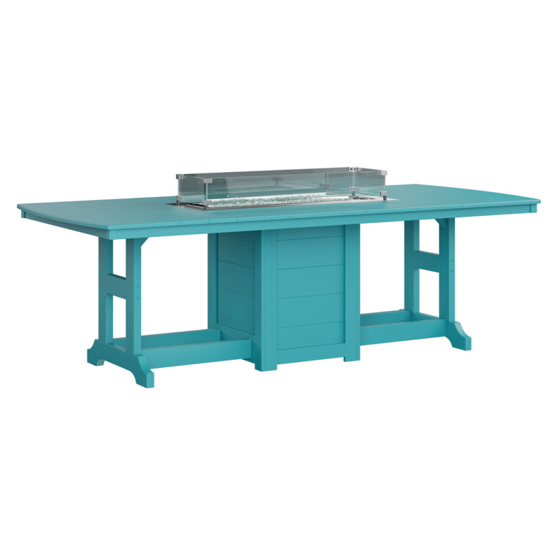 Berlin Gardens Garden Classic 96″ Fire Pit Bar Table, Aruba Blue, 39.5" H x 44" W x 96" D