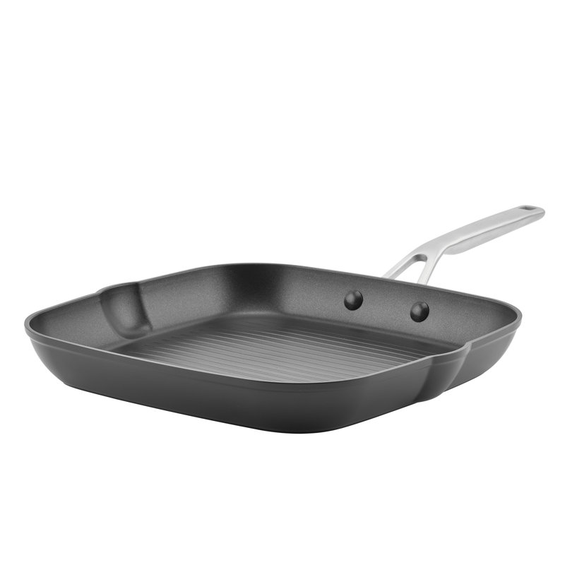 Poêle à griller et plaque chauffante antiadhésive à induction anodisée KitchenAid, 11,25 po, noir mat