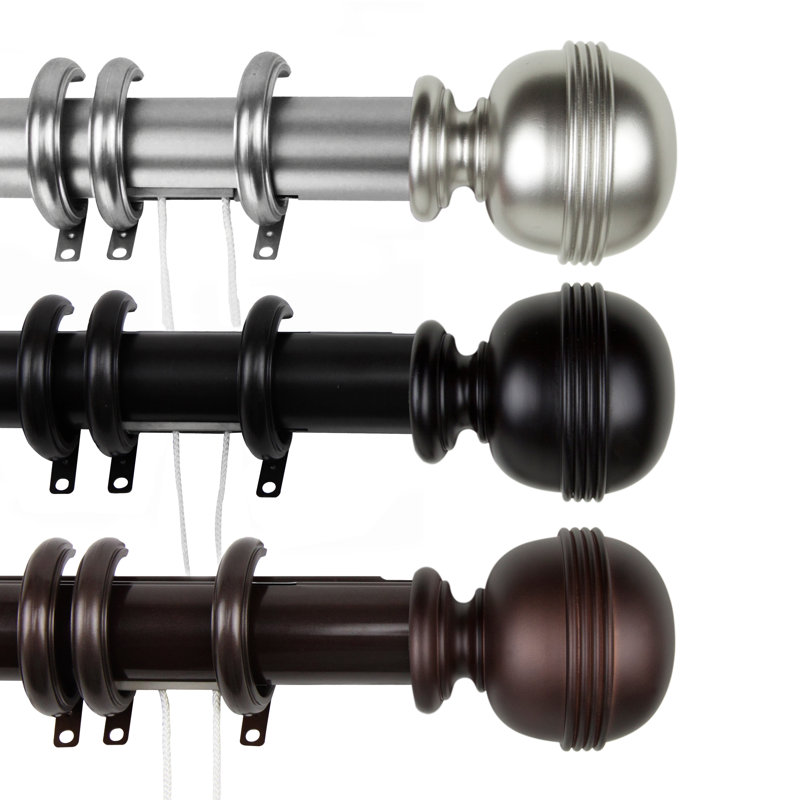 Tringle à rideaux simple réglable de 1,5 po, l 48 po à 84 po, Cacao