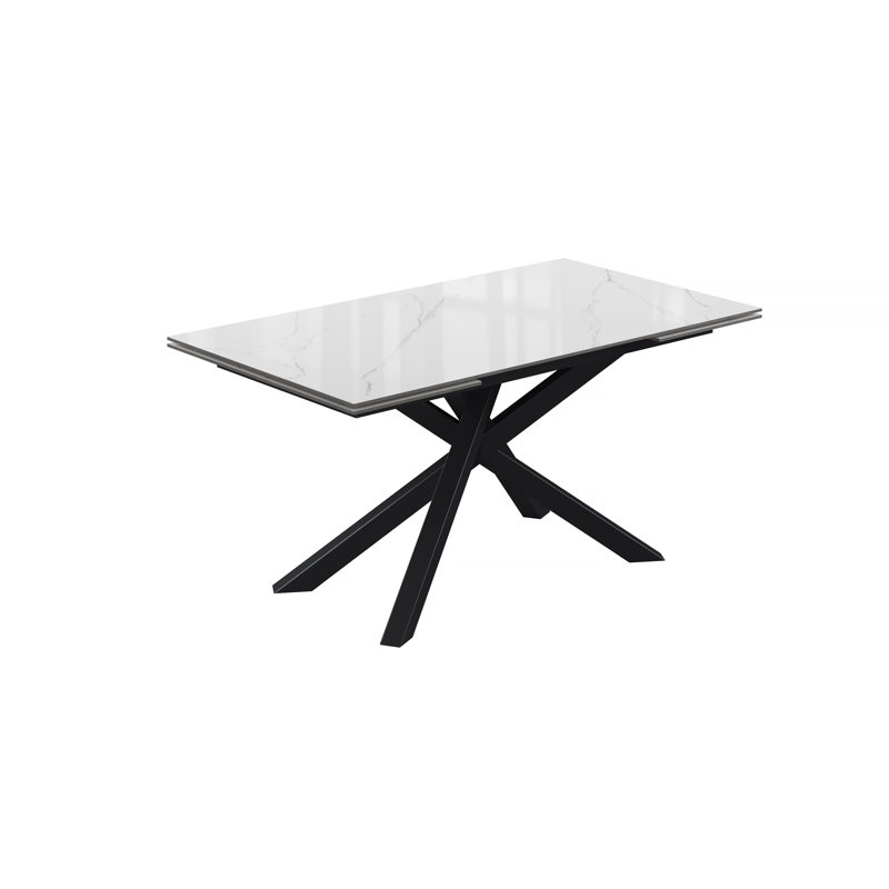 Baudoin Extendable Metal Base Dining Table, White