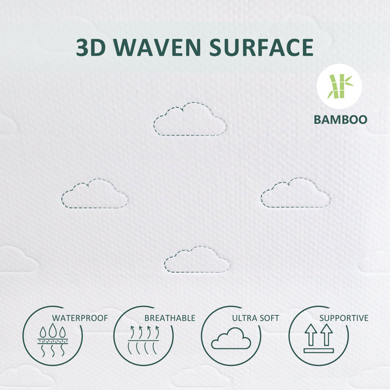 Queen Size White Bamboo Waterproof Mattress Protector
