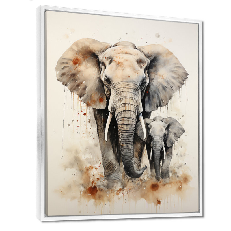 Kearstin Elephant Gentle Giants Elephants III - Éléphant, art mural, H 20 po x l 12 po x P 1 po, Cadre flottant blanc