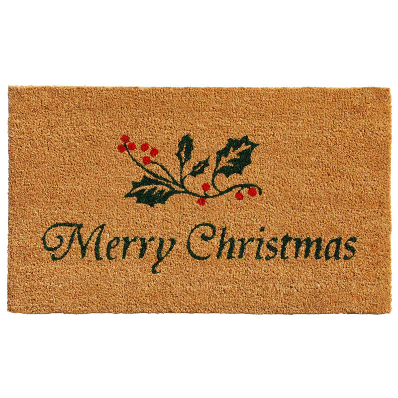 Tapis de porte antidérapant Amitola Christmas Holly, Rectangle 2 pi x 3 pi