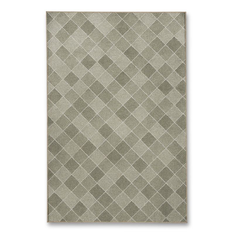 Tapis gris tissé à carreaux lavables Mosso, 3 pi 11 po x 5 pi 11 po