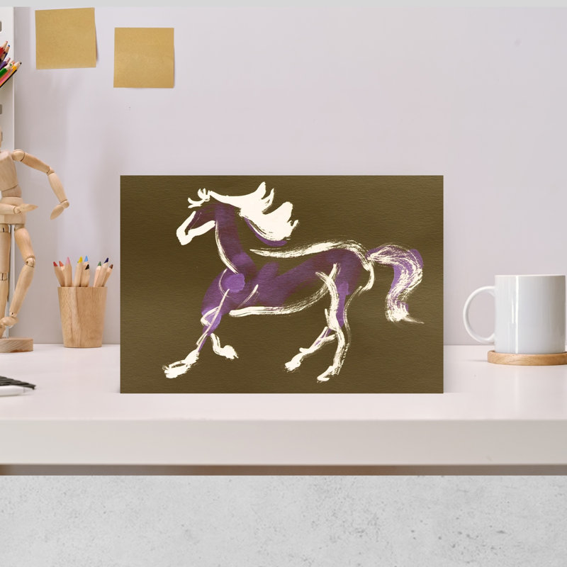 Spiritueux cheval mauve abstrait, reproduction d'art contemporain, 12" H x 18" W