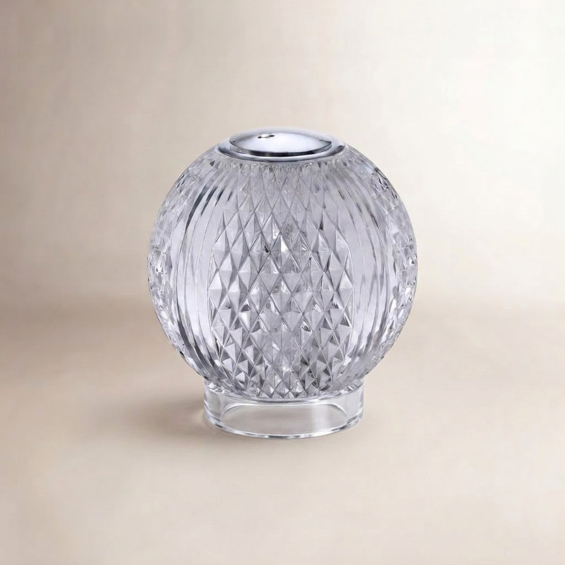 Marni Metal Globe Lamp, 4.38" H x 3.63" W x 3.63" D, Polished Nickel, Clear/Polished Nickel