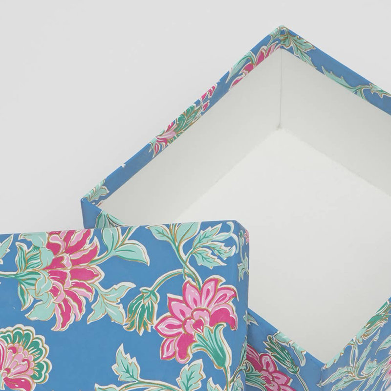 Expobazaar Trosclair Handmade Eco-Friendly Blue Square Box Set - Set of 3 Pieces