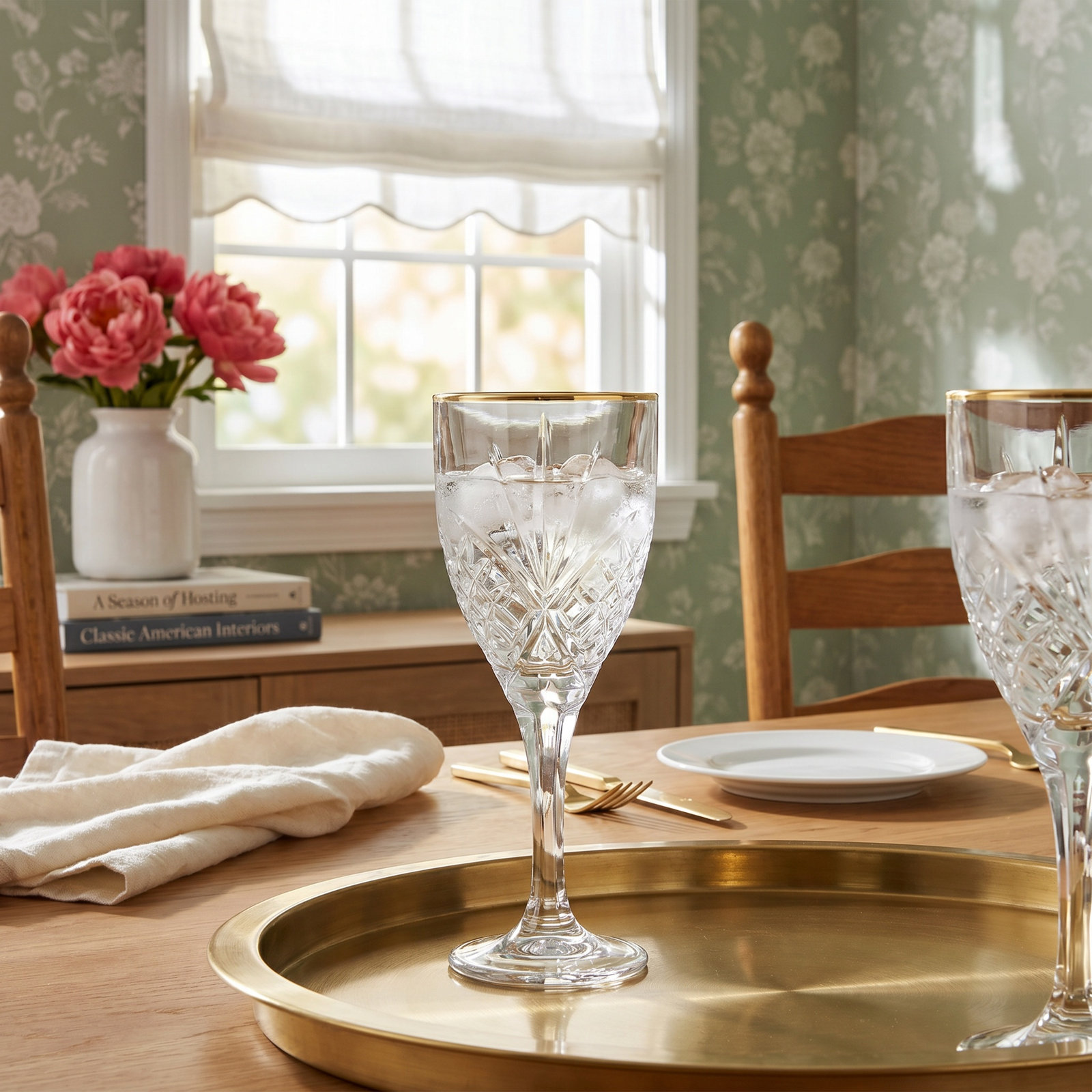 Dublin Crystal Gold Rim Water Goblet 16oz, Gold