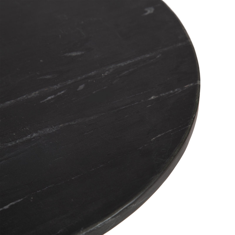 Round Marble Side Table, 24" H x 14" W x 14" D, Noir, noir, noir, noir, Étain