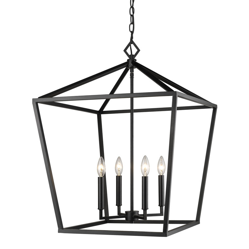 Lustre géométrique à 4 lumières Poisson, Noir mat