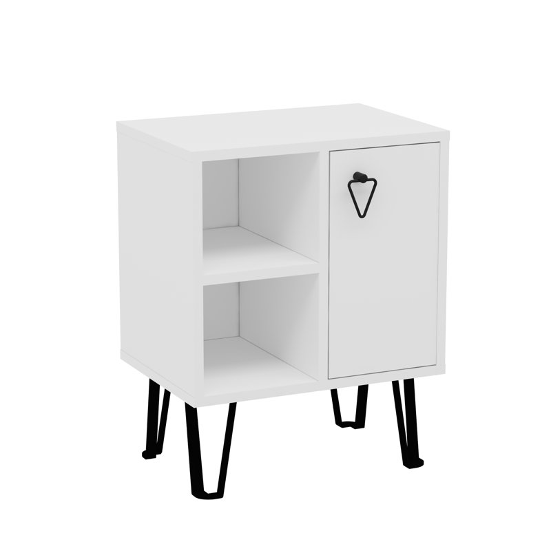 Niland 50cm W Particle Board Bedside Table, White