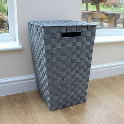 MantraRaj Laundry Basket Plastic Laundry Clothe Bin Inset Handles Organizer Box Hamper (Grey)