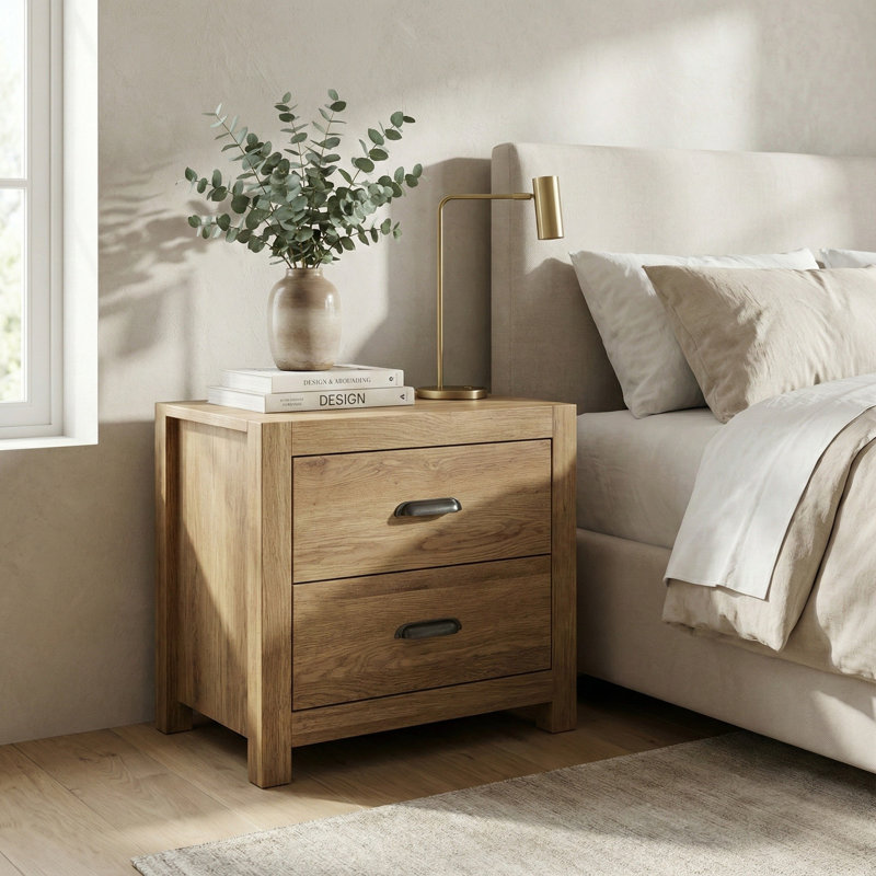 57cm W Kiln Dried Hardwood Bedside Table