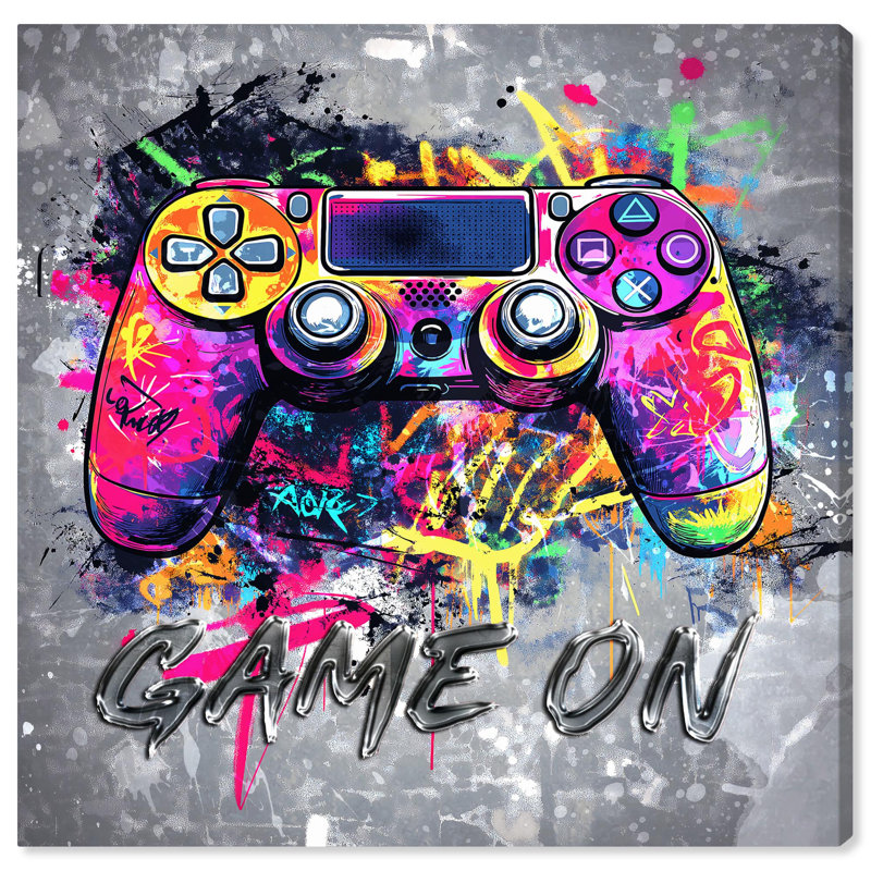 «Game On Canvas Sneaker», art mural par Art Remedy, H 12 po x l 12 po, Toile tendue, Peinture sans cadre