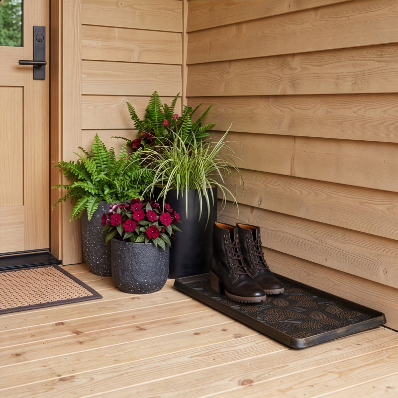 Plateau pour bottes d'extérieur antidérapant en caoutchouc Pine Cônes 32 po x 16 po