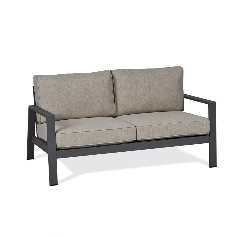 Aegean 55" Tan Cushioned Aluminum Outdoor Loveseat