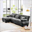 Luxury Modular Sectional Sofa Couch, Oversized L Shaped Cloud Couch For Living Room, Deep Seat With Convertible Ottoman, Chenille Grey