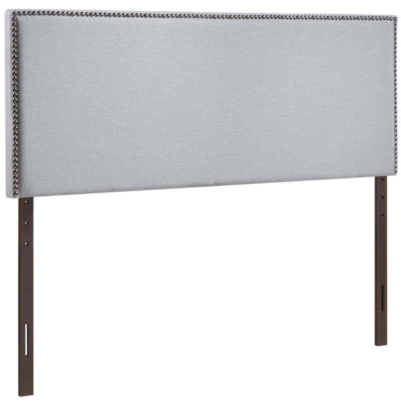 Upholstered Nailhead Headboard, Queen, Gray