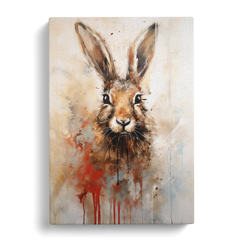 Hare Gestural - Wrapped Canvas, 60cm H x 40cm W x 3cm D