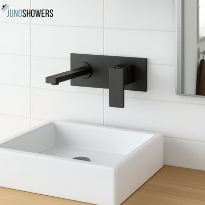 Juno Dark Matte Wall-Mounted Faucet: Sleek Minimalism with Modern Dual-Hole Design