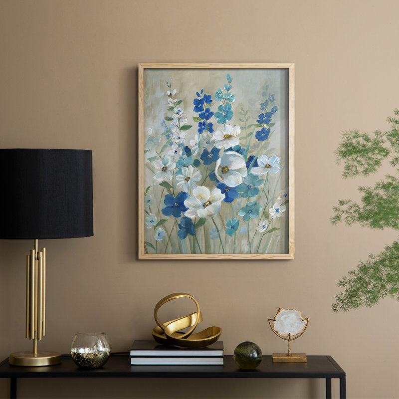 «Blue Garden I», reproduction encadrée - bois massif