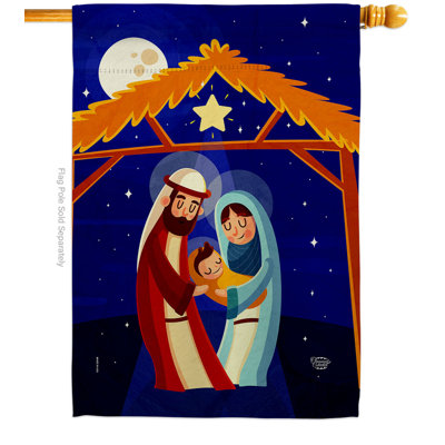 Drapeau de maison 40 po x 28 po en polyester de la Nativité