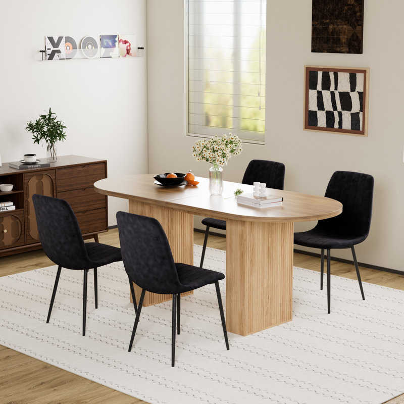 Ensemble de table de salle à manger Mid-Century, 5 pièces: table, 4 chaises, Chêne, Noir